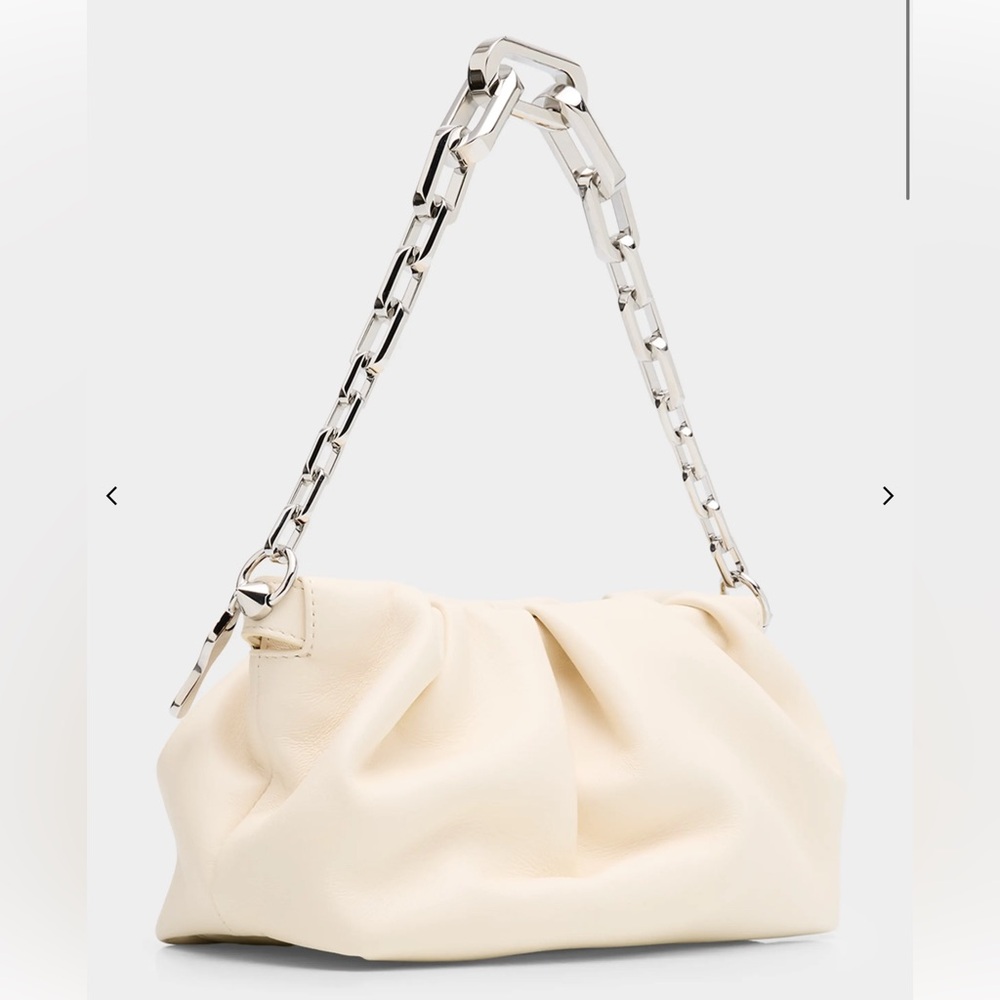 Christian Louboutin Eva Pleated Shoulder Bag with Silver Chain in Nappa Leather